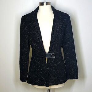 Vintage Can House Black Metallic Knit Blazer